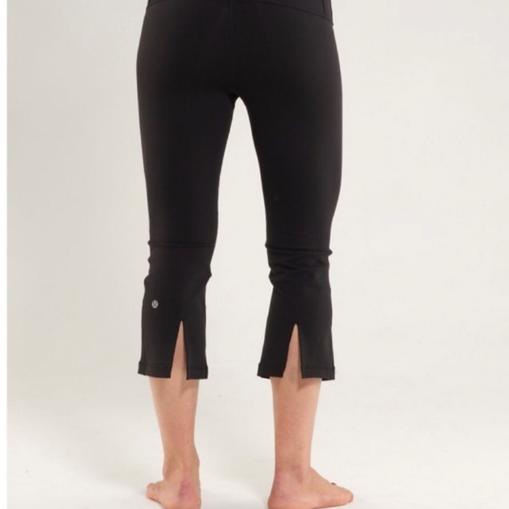 SOLD Lululemon Leggings with slit Size 4 Black
